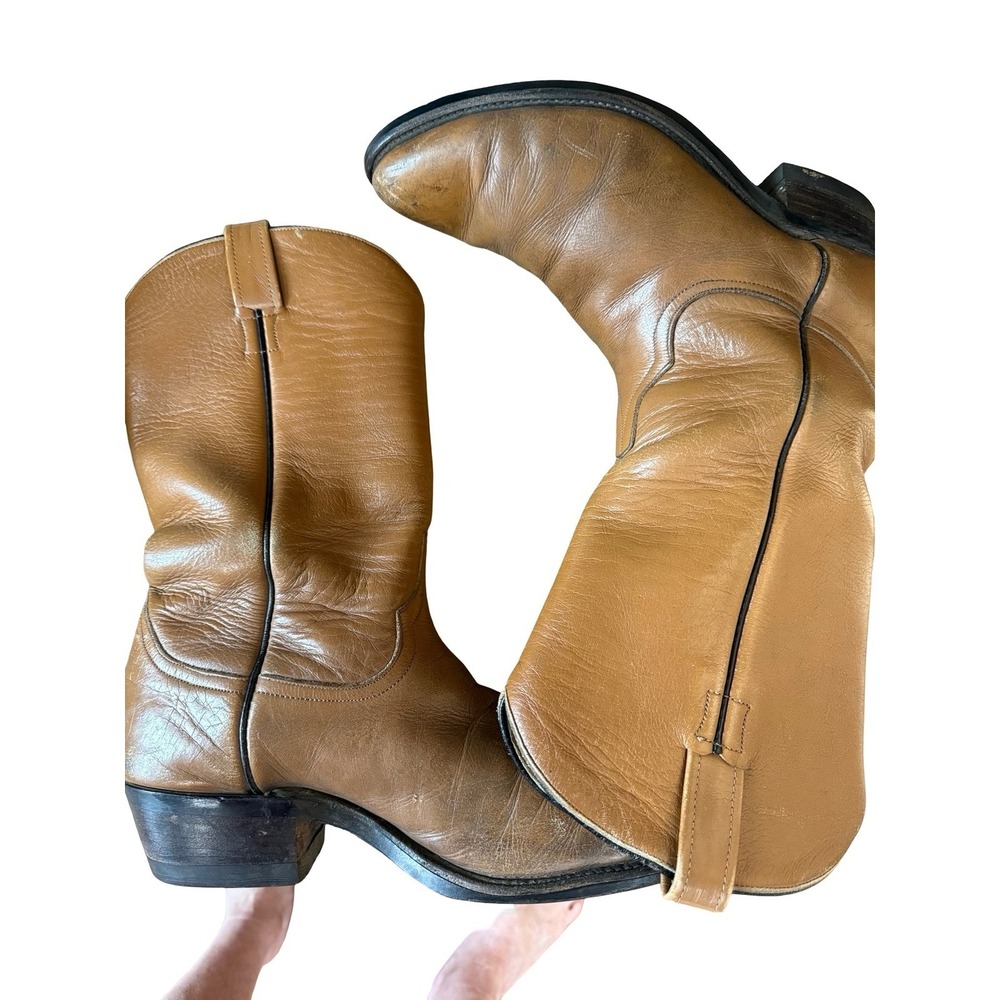 Roper Vintage Men's 8.5 EE Brown Leather Cowboy Boots Western Pull On